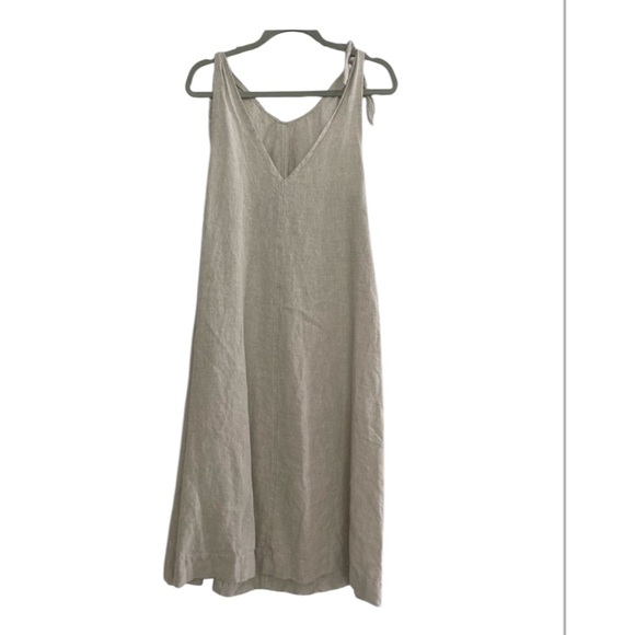 Elizabeth Suzann Dresses & Skirts - Elizabeth Suzann Isadora Tie Dress Midweight Linen Oatmeal / Flax Color Size XXS